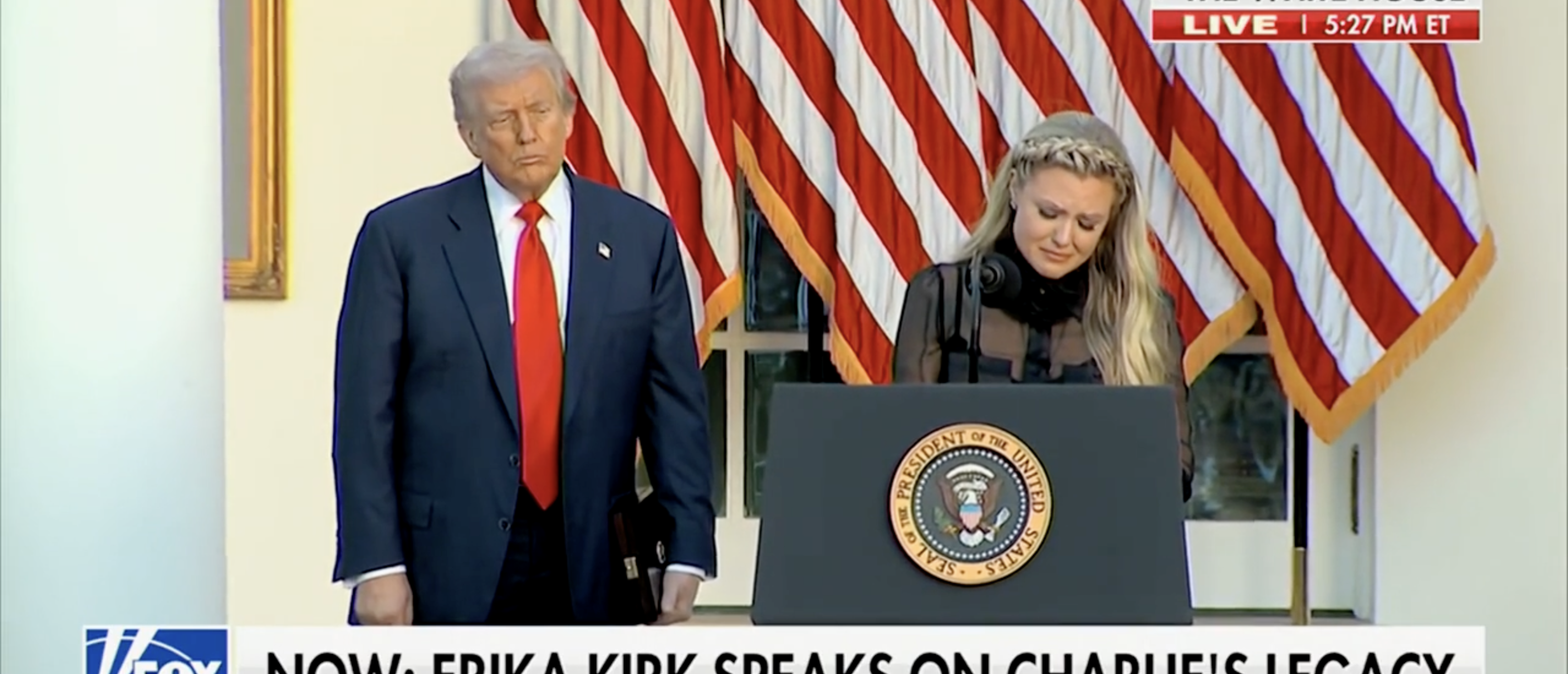 Erika Kirk at White House for Charlies medal of freedom [Screenshot/Fox News/"The Five"]